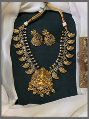 Exquisite Nakshi Mango Necklace with Ganesha Pendant & Matching Earrings - NN00732