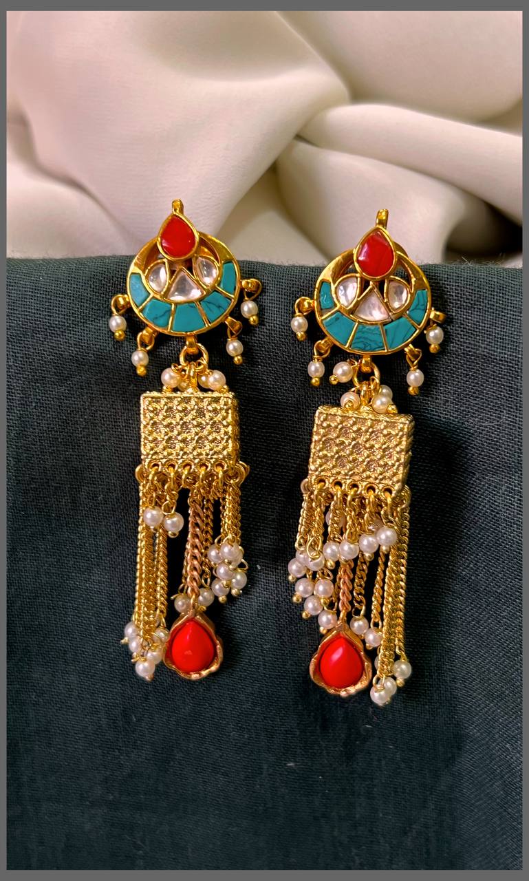 Beautiful Kundan Earrings in White Pearls – KE00530