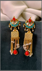 Beautiful Kundan Earrings in White Pearls – KE00530
