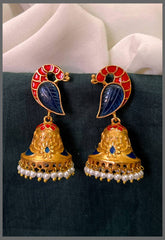 Beautiful Peacock Kundan Earrings in Multi Color– KE00537
