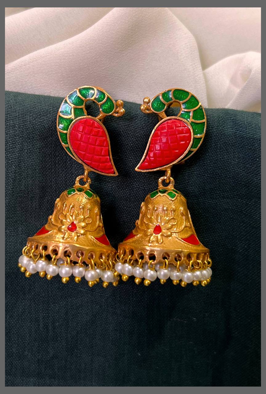 Beautiful Peacock Kundan Earrings in Multi Color– KE00537