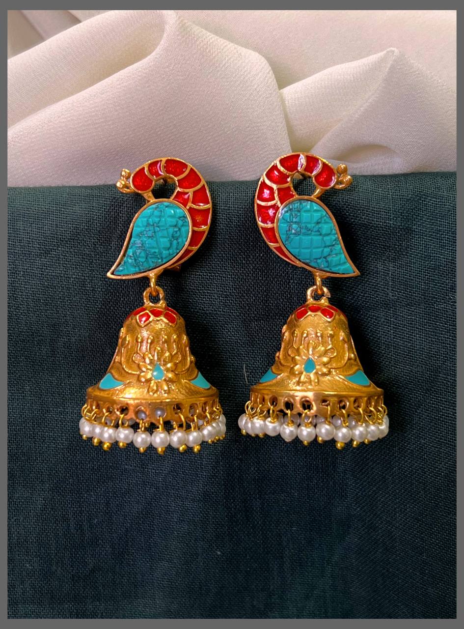 Beautiful Peacock Kundan Earrings in Multi Color– KE00537