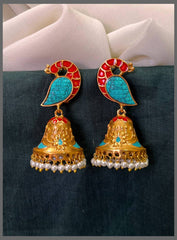 Beautiful Peacock Kundan Earrings in Multi Color– KE00537