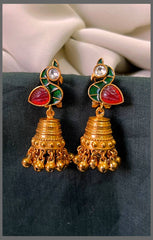 Beautiful Kundan Peacock Jhumka Earrings - KE00542