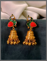Beautiful Kundan Peacock Jhumka Earrings - KE00542