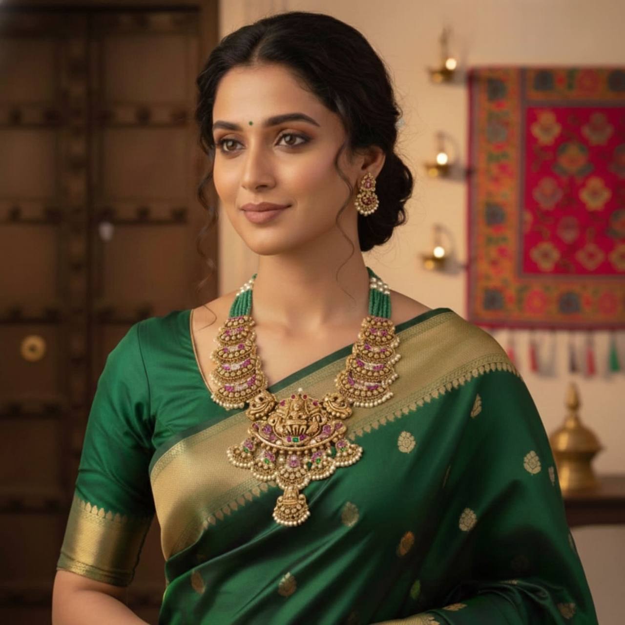 Emerald Nakshi Lakshmi Bridal Set - PB00371