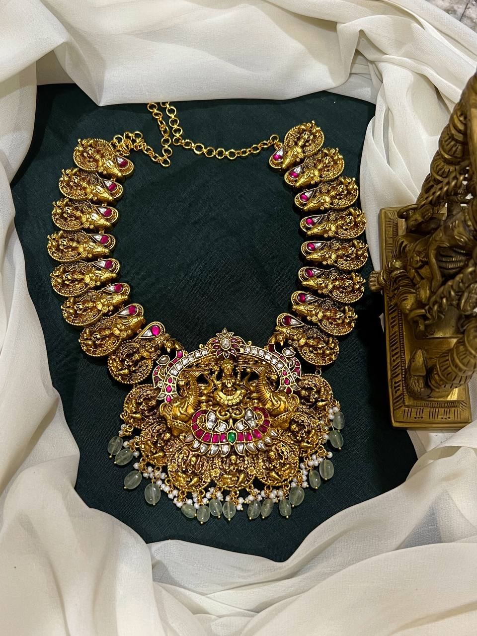 Lakshmi Balaji Antique Polish Jadau Haram - KH00358