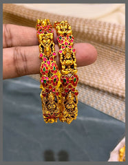 Jadau Gheru Polish Lakshmi Bangles - BG00167
