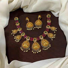Ruby Stone Nakshi Lakshmi Necklace - NN00954