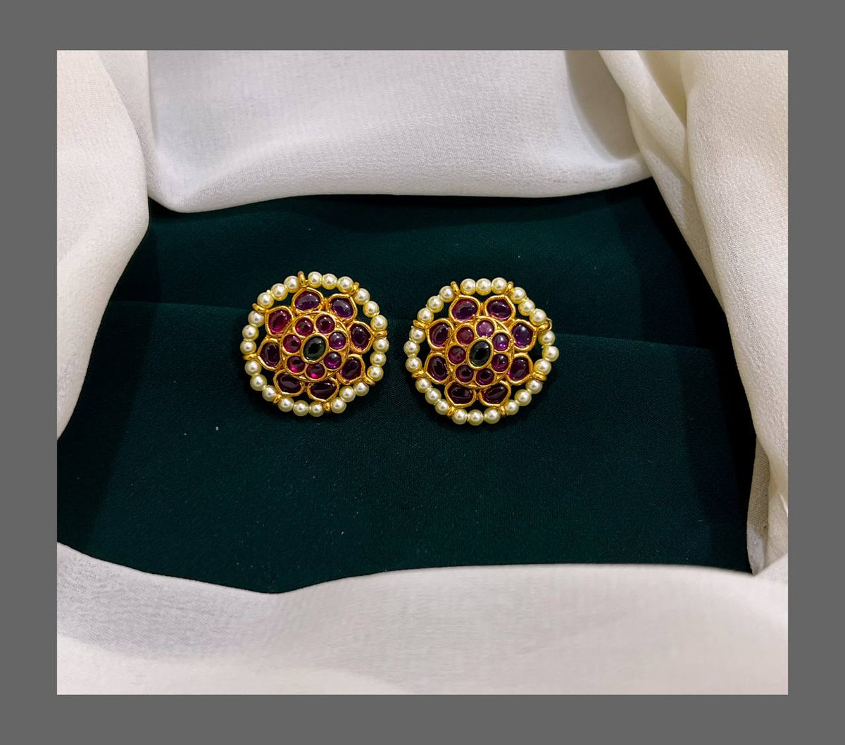 Kempu Nakshi Ear Studs - NE0015