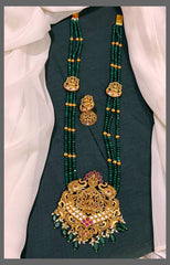 Emerald Pearl Haram With Lakshmi Pendant - PB00333