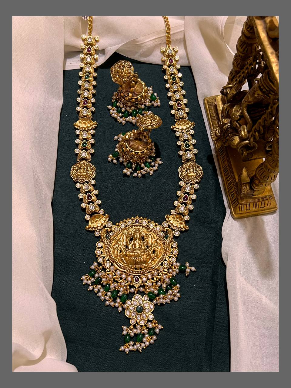 Beautiful Lakshmi Pendant with Side Pendant in Nakshi Haram - NH00335