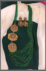 Emerald Beads With Side Pendent - PB0082