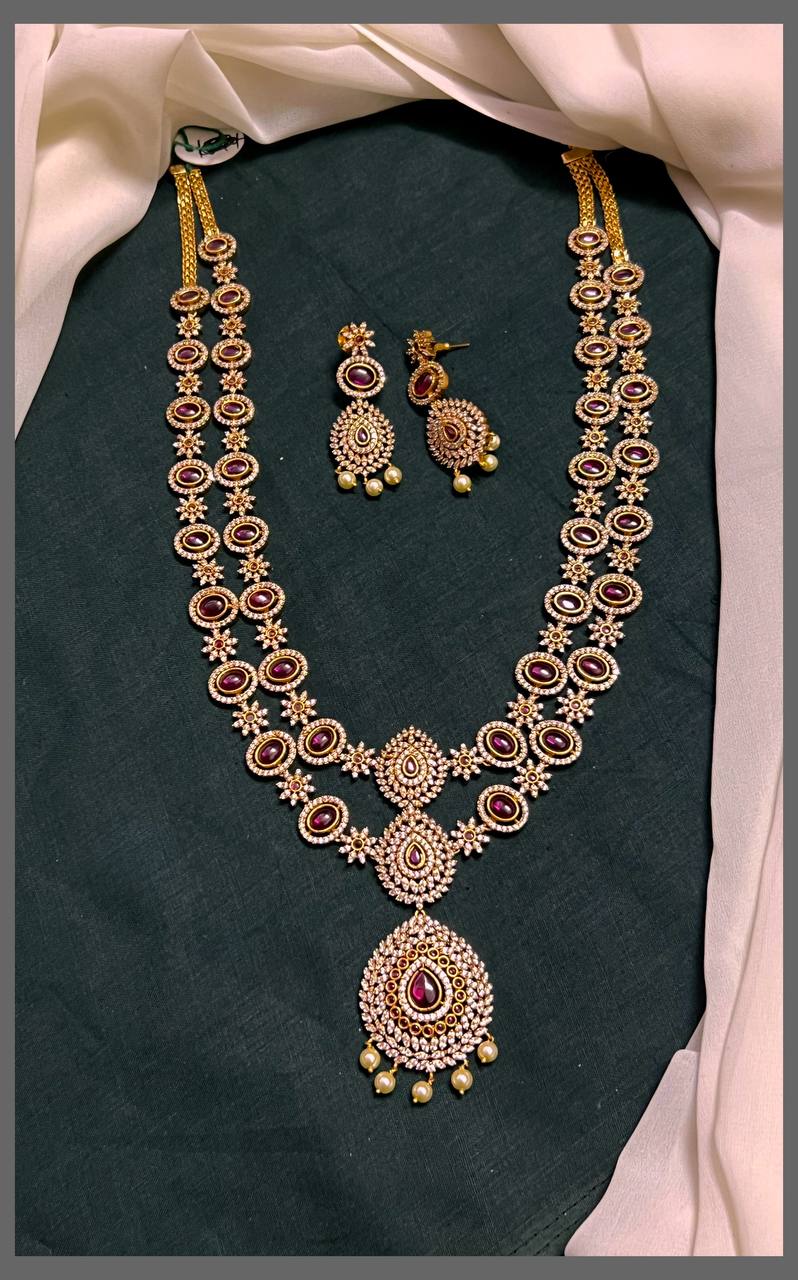 Double Layer Ruby Haram in Nakshi - NH00320