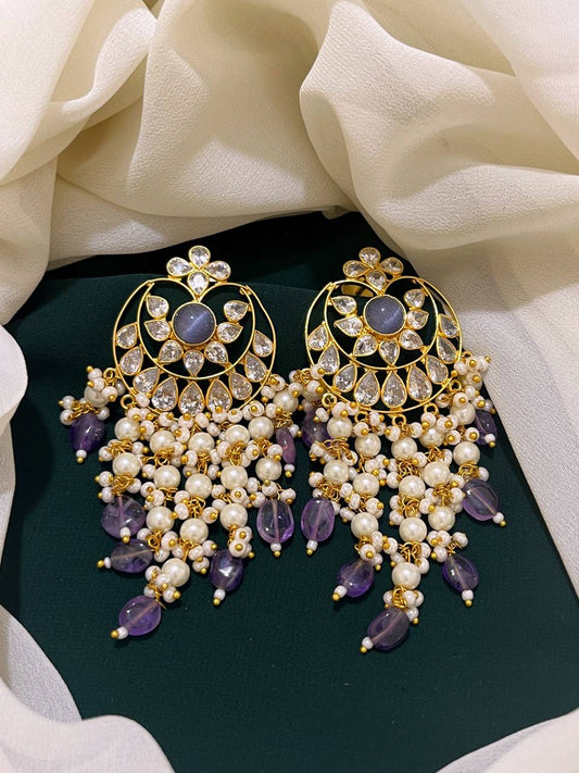 Purple Chand Bali Kundan - KE0059