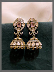 Rich white Stone Jhumki Earring in Diamond - DE006