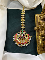Jadau Leaf Pattern Tika With Pearls - HA00208