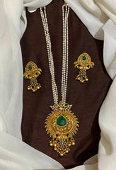 Pearl Haram With Peacock Feather Pendant - PB00238