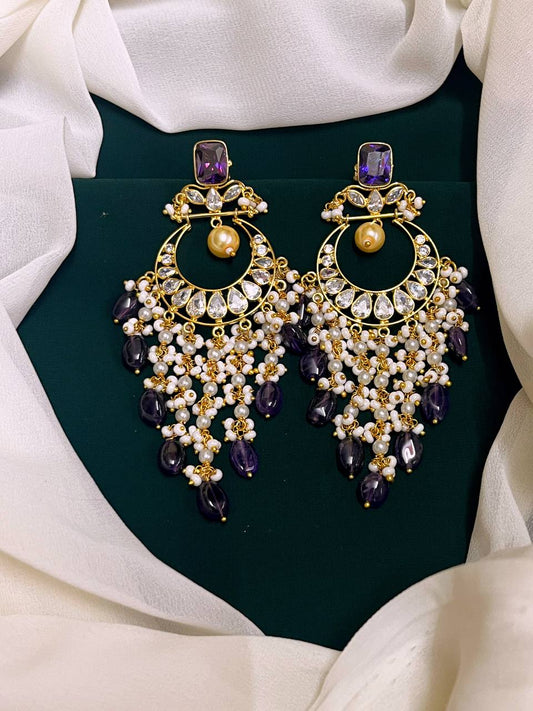 Purple Chand Bali Kundan - KE0062