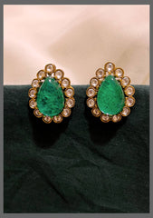 Mint Colour Stud with White Stone Earring in Victorian - VE00178