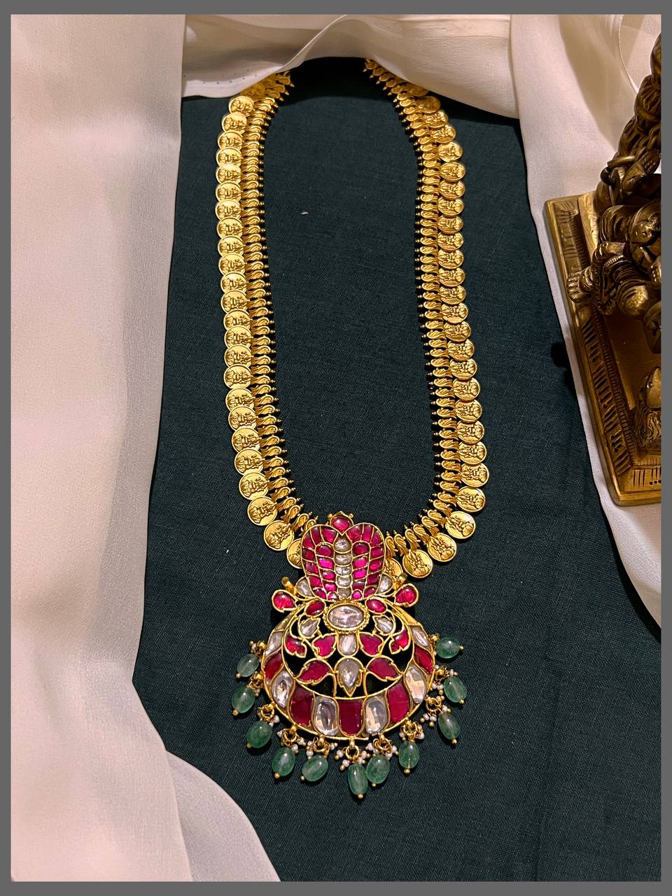 Kaasu Haram With Naga Pendant in Kundan - KH00331