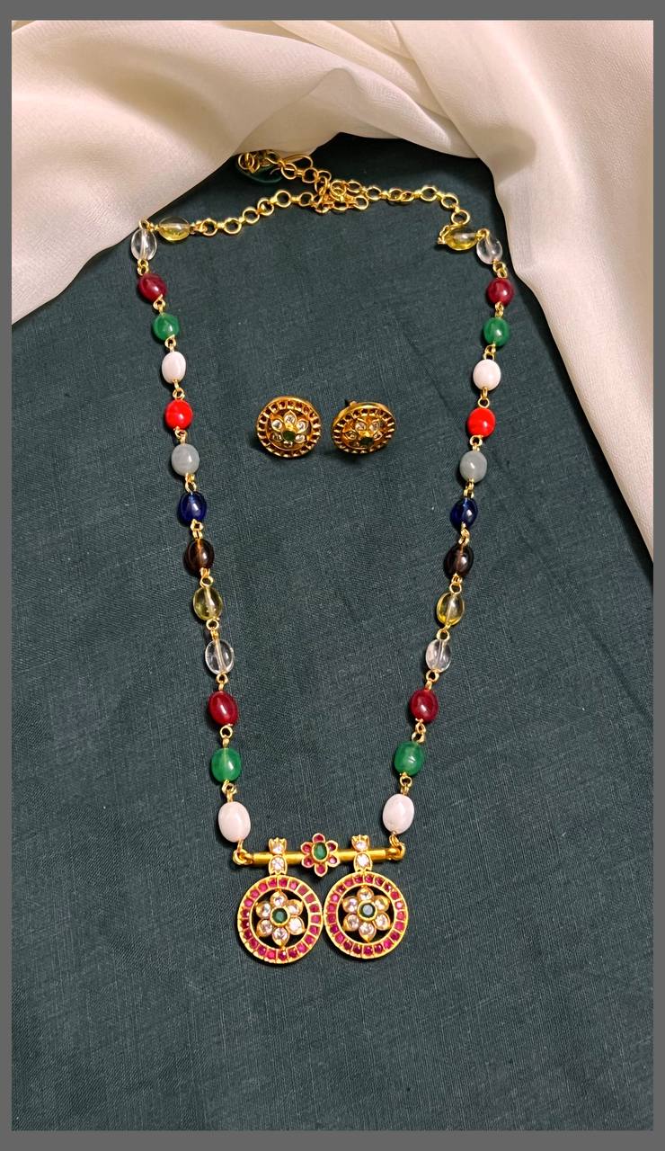 Bottu Pendant with Multi Pearl Haram - PB00380