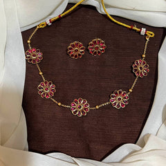 Antique CZ Stone Necklace With Earrings - NN00961