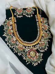 Rice Pearl Jadau Kundan Haram with Earring - KH0057 (Per Booking)