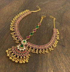Multi Maang Tikka Necklace Pattan in Kundan - HA0020