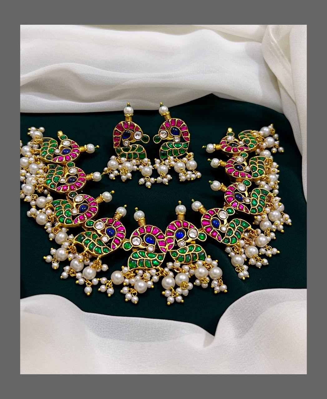 Beautiful multi-Peacock in Kundan - KN00221