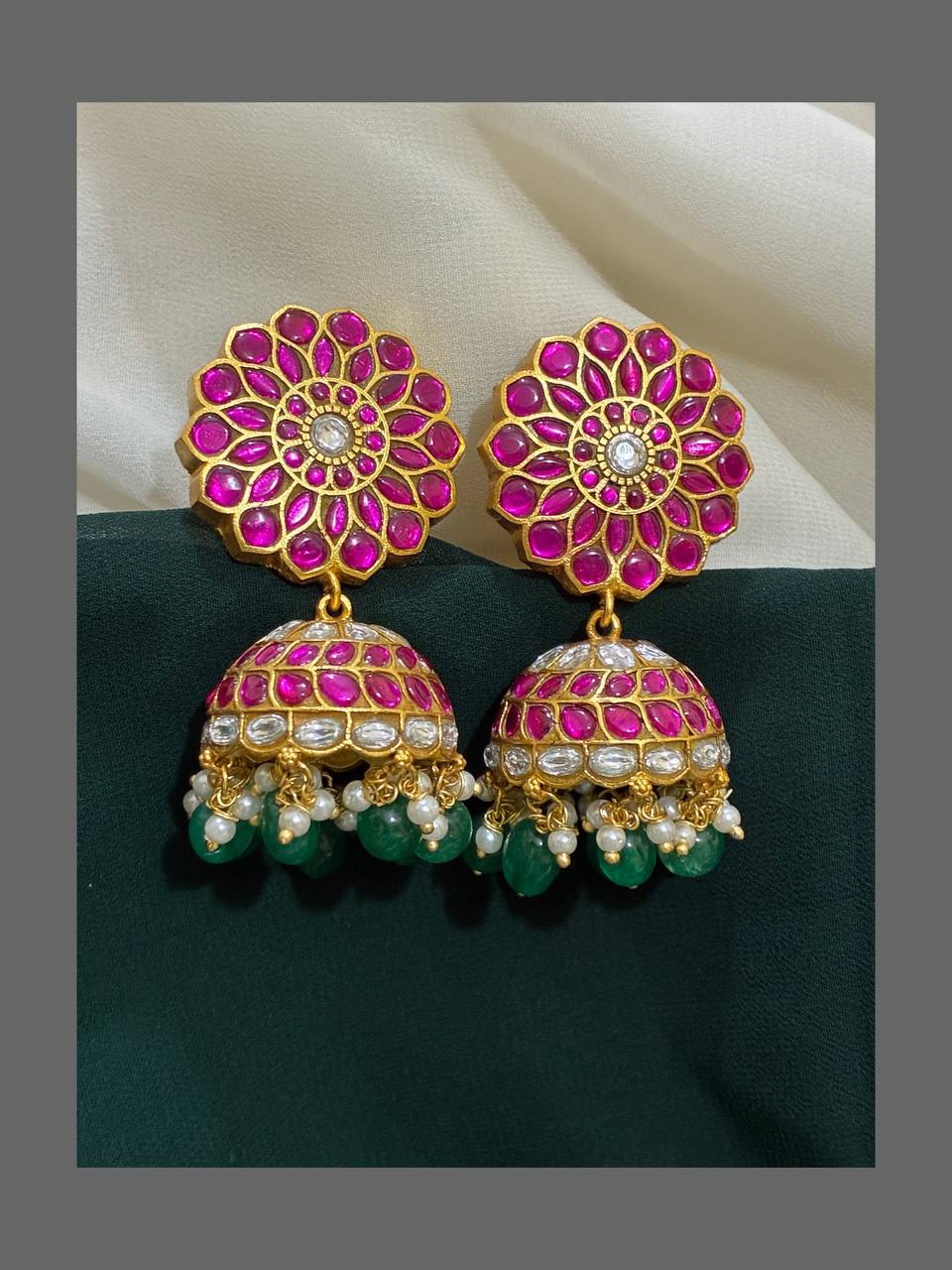 Beautiful Gold Replica Jadau Jhumki - KE00196