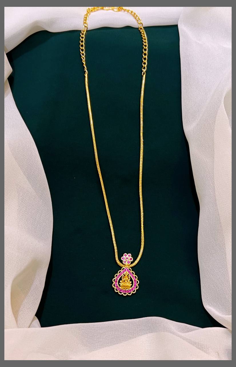 Gold Polish Lakshmi Ruby Pendant - NN00228
