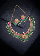 Small Mango with Lakshmi Pendent Necklace in Kundan - KN00131