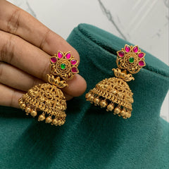 Beautiful Antique Flower Jhumki - NE00355