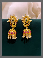Peacock Small Jhumki In Nakshi - NE00371