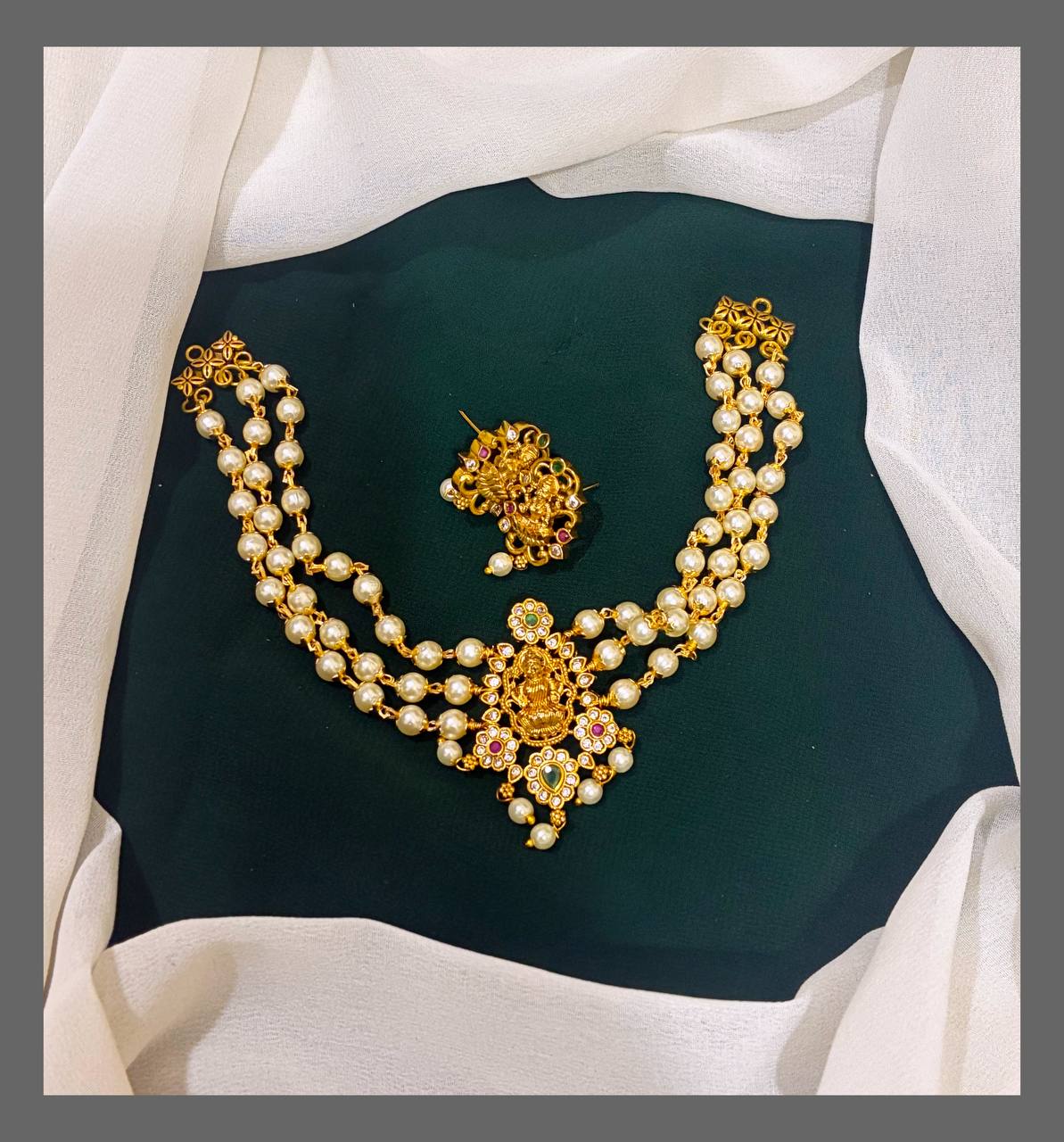 Beautiful Pearl Necklace With Lakshmi In Nakshi - NN00357