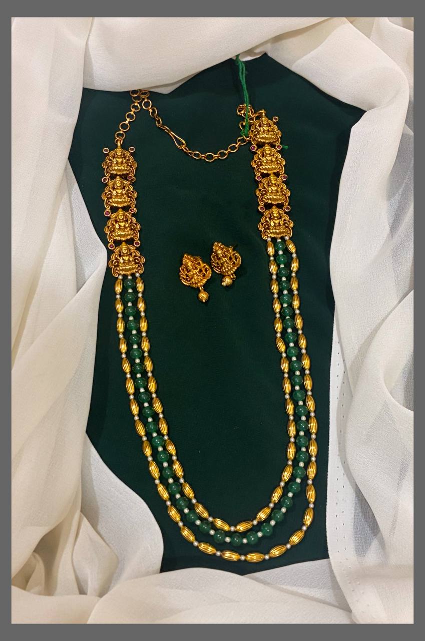 Trible Layer Pearl Lakshmi Haram - PB00102
