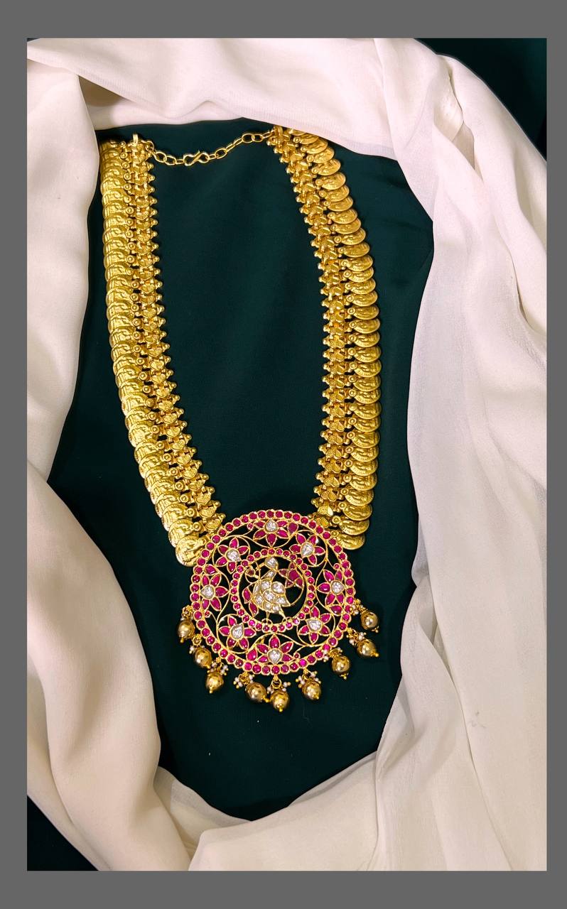 Kasu Haram With Flower Kundan Pendent - KH00275