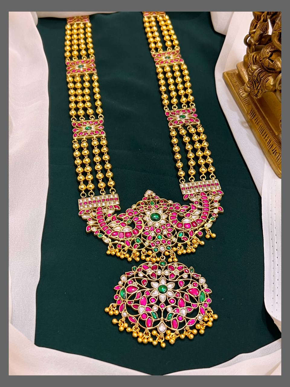 Jadau Long Haram With Round Balls Chain - KH00294