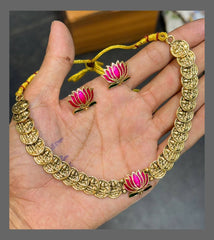 Kashu Necklace with Beautiful Lotus in Nakshi -  NN00442