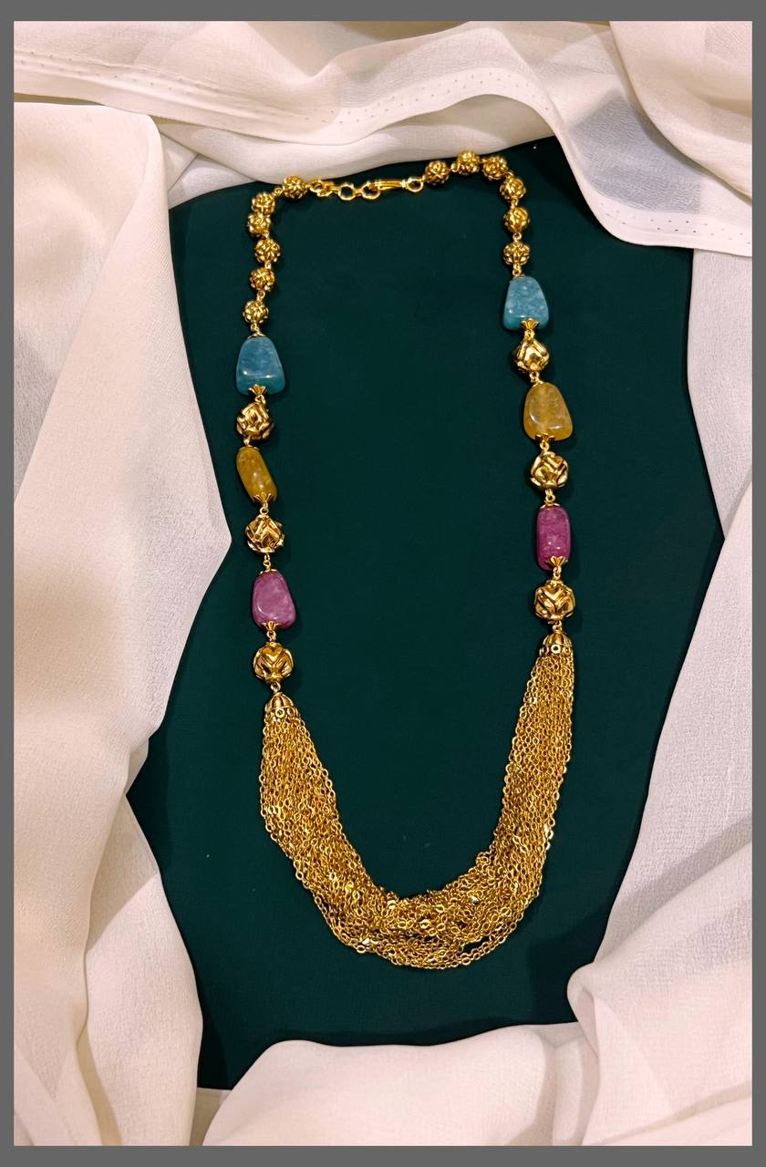 Multi Color Crystal Stone Chain Haram - PB00123