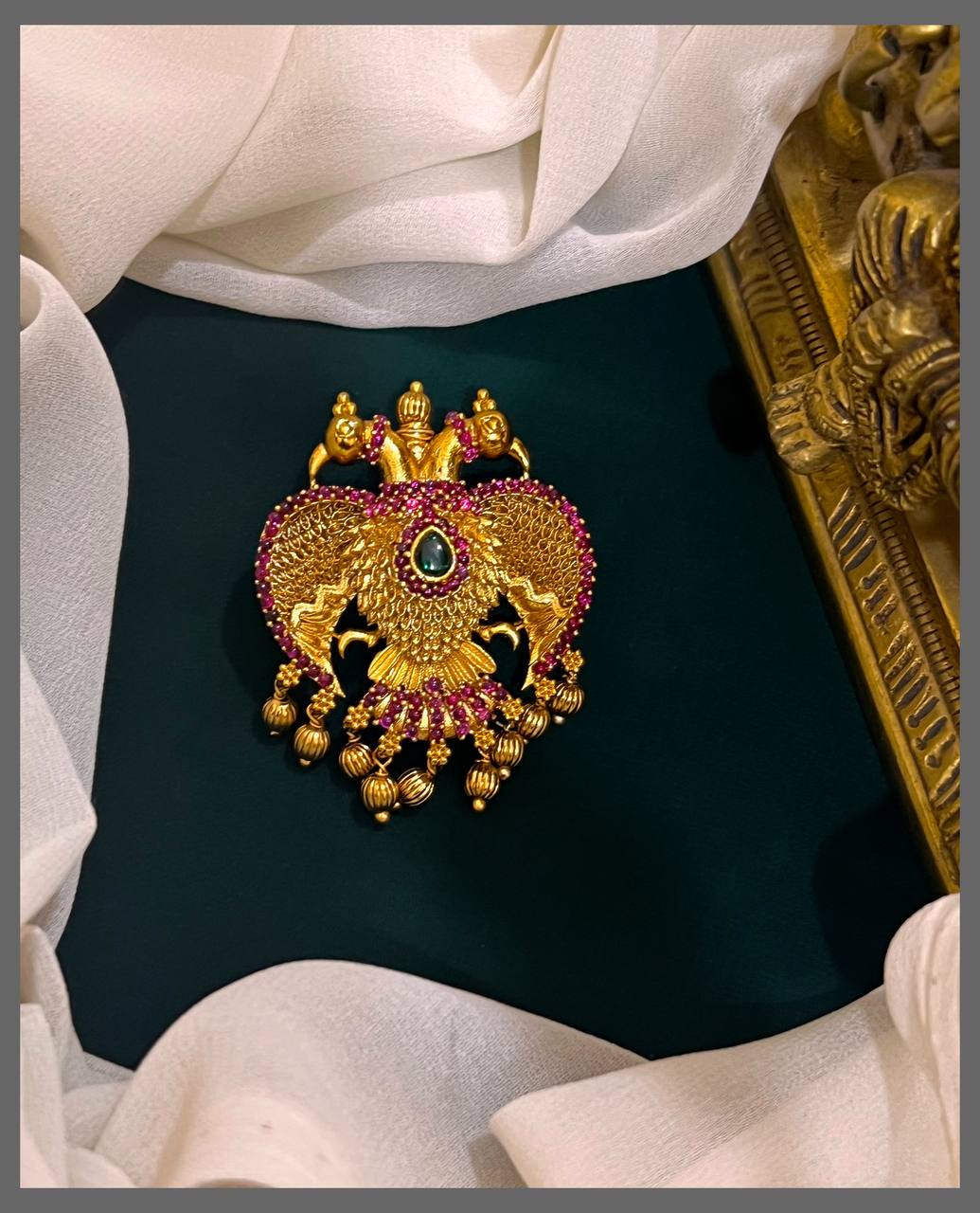 Gandaberunda Pendent in Kempu and  CZ - KP0040