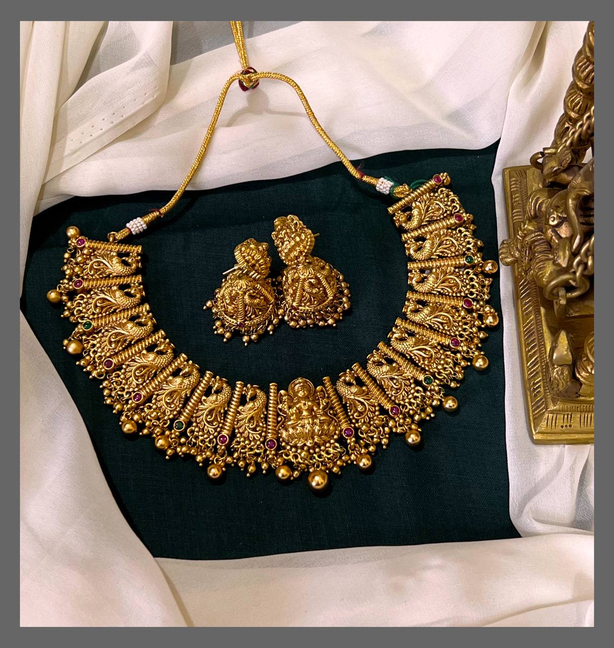 Beautiful Peacock and Lakshmi Necklace - NN00457