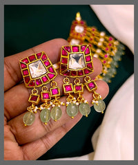 Ruby Kundan Necklace With Lakshmi - KN00477