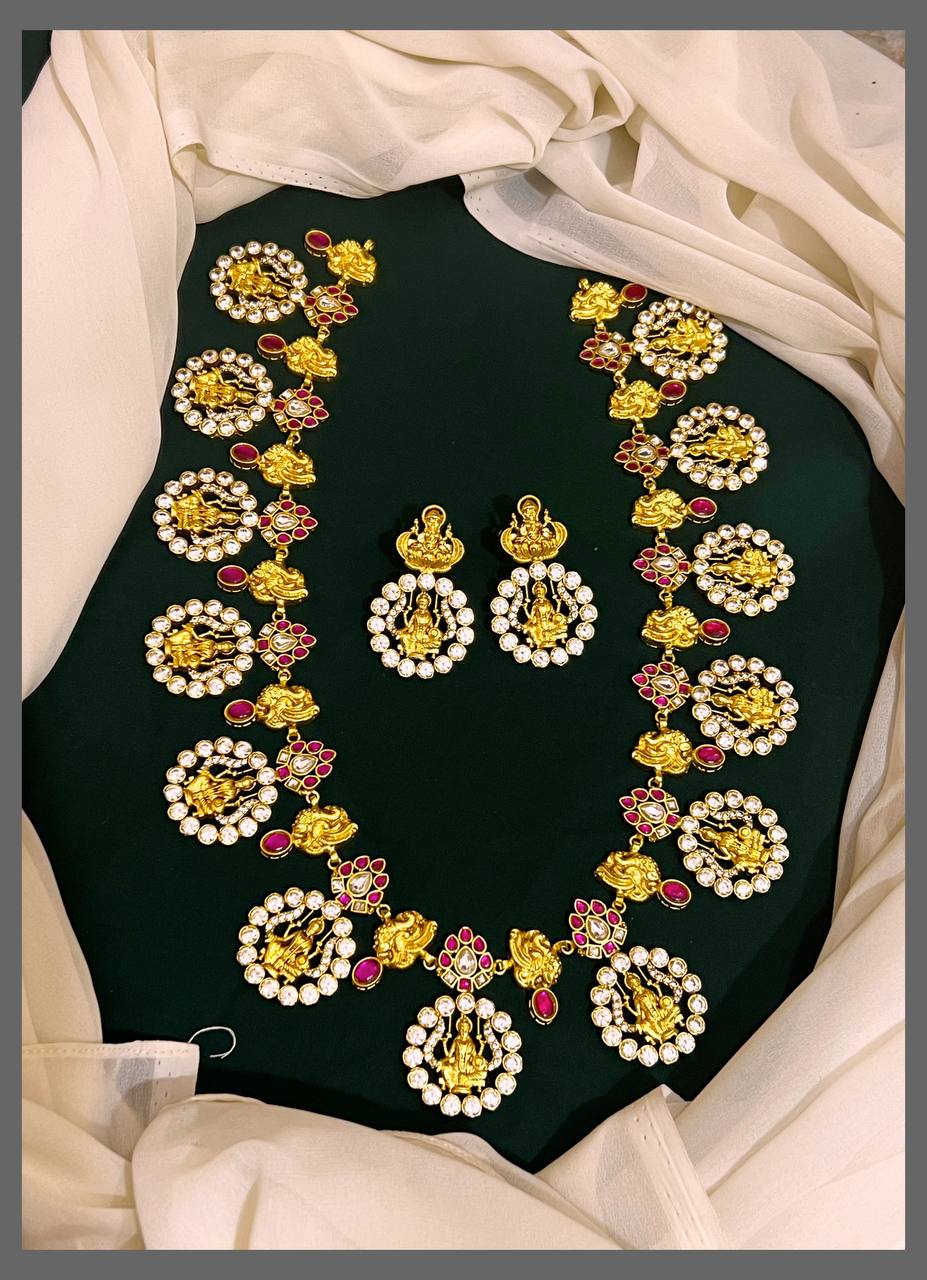 Beautiful Peacock and Lakshmi Kundan Haram - KH00297