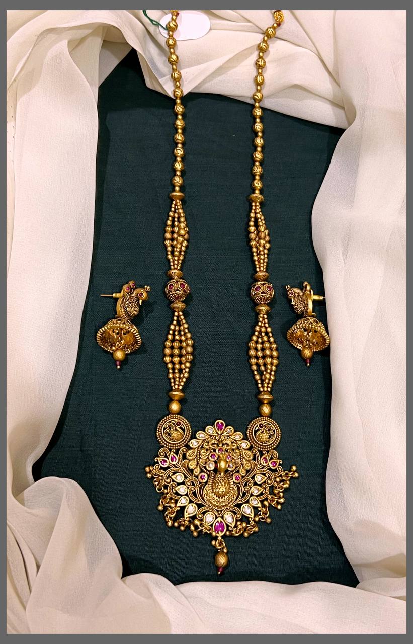 Antique Gold pearl with Peacock Pendent -  PB00234
