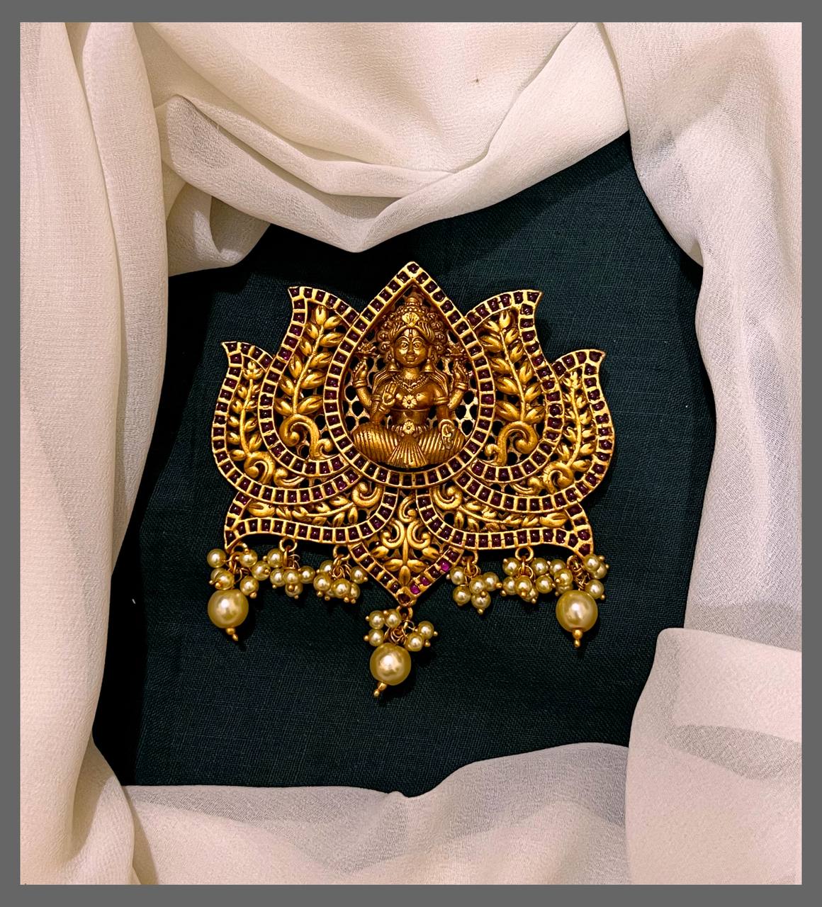 Beautiful Lotus and Lakshmi Pendent - KP00169