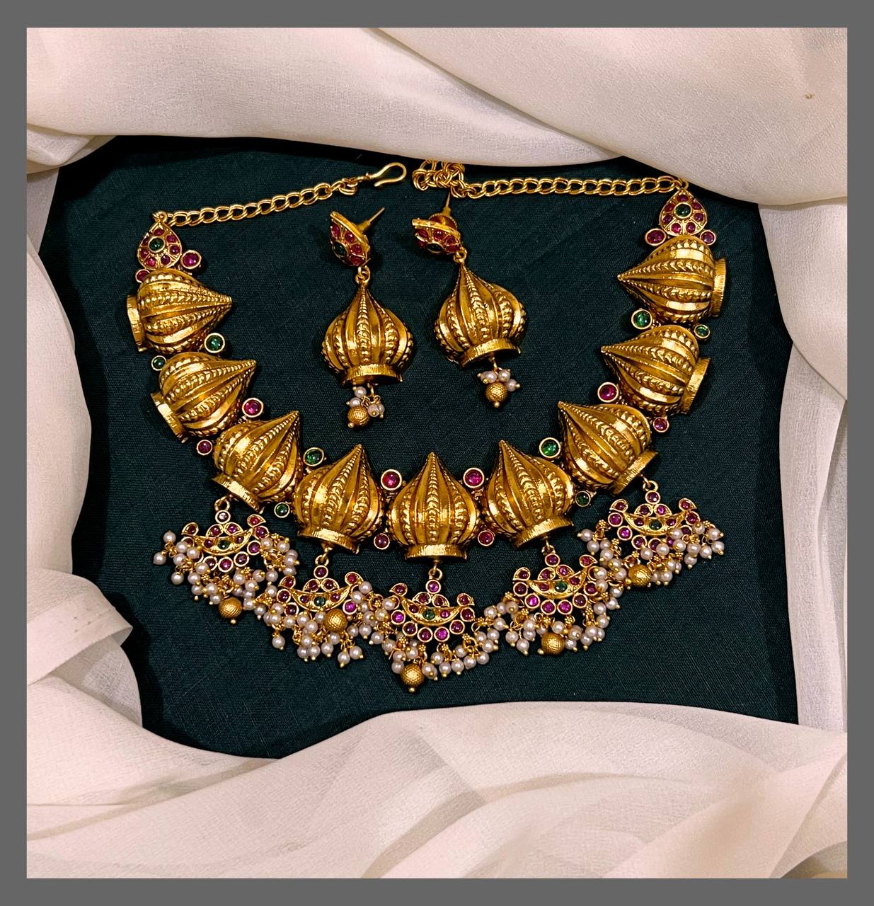 Gopuram Necklace in Nakshi -NN00537