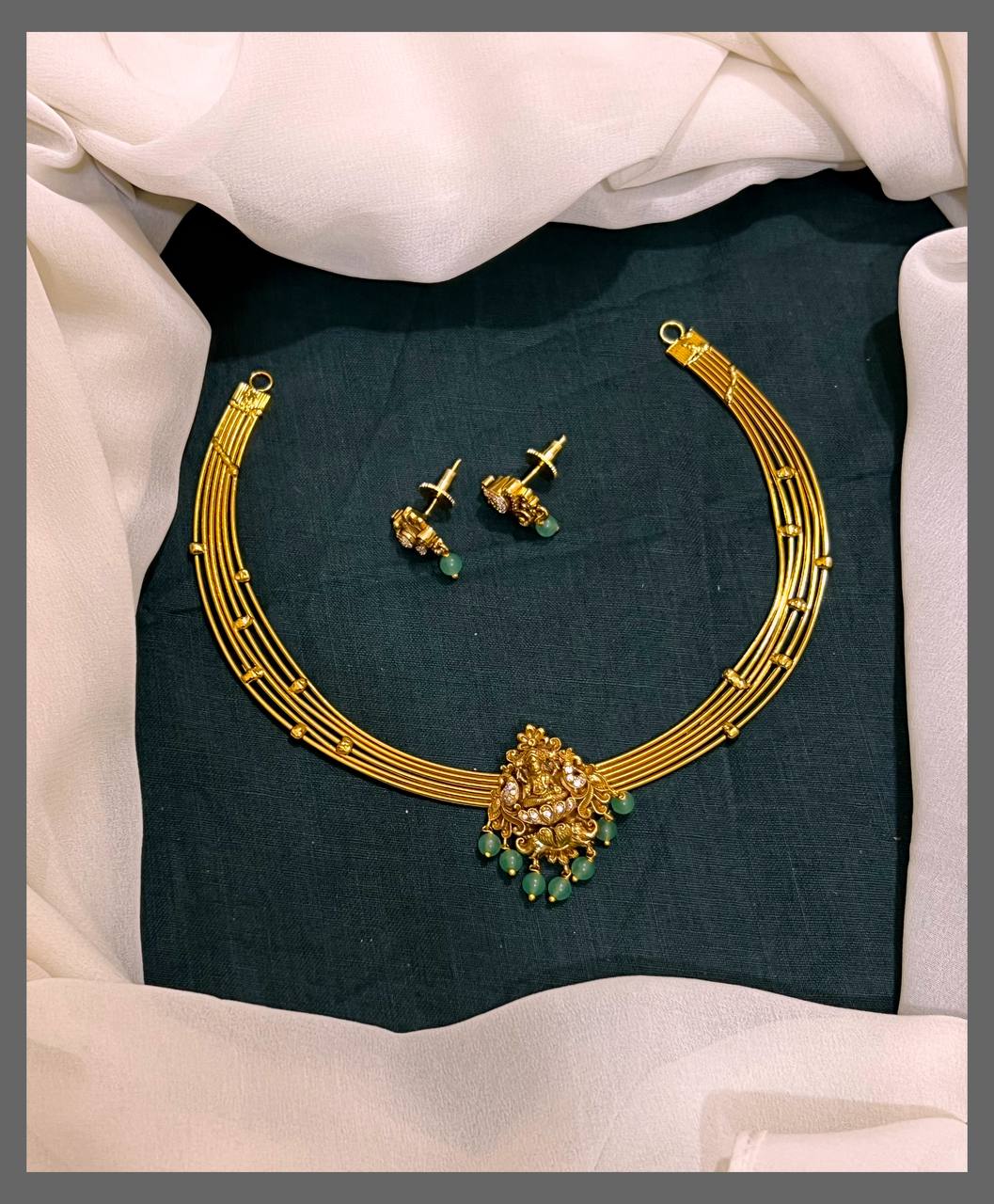 Invisible Multi Layer Chokar with Lakshmi pendent in Nakshi - NN00589