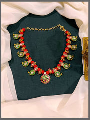 Coral Beads With Mango Pendent Necklace - PB00261